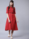 Dhimhi Women's Red & White Shirt Dress