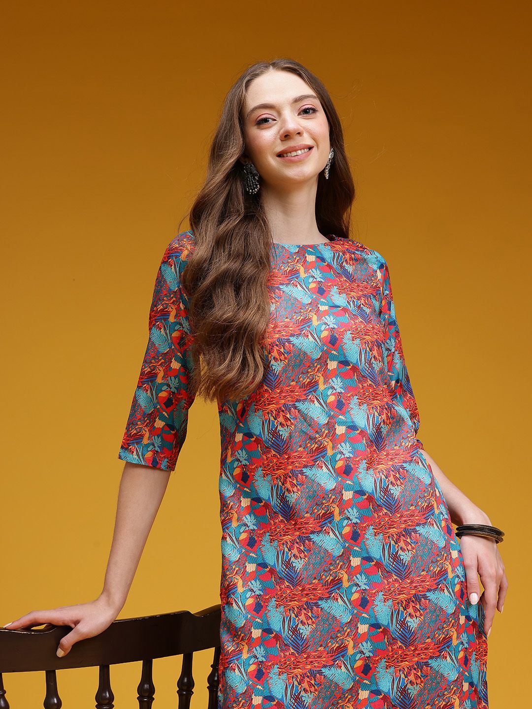 Abstract Print A-Line Kurta