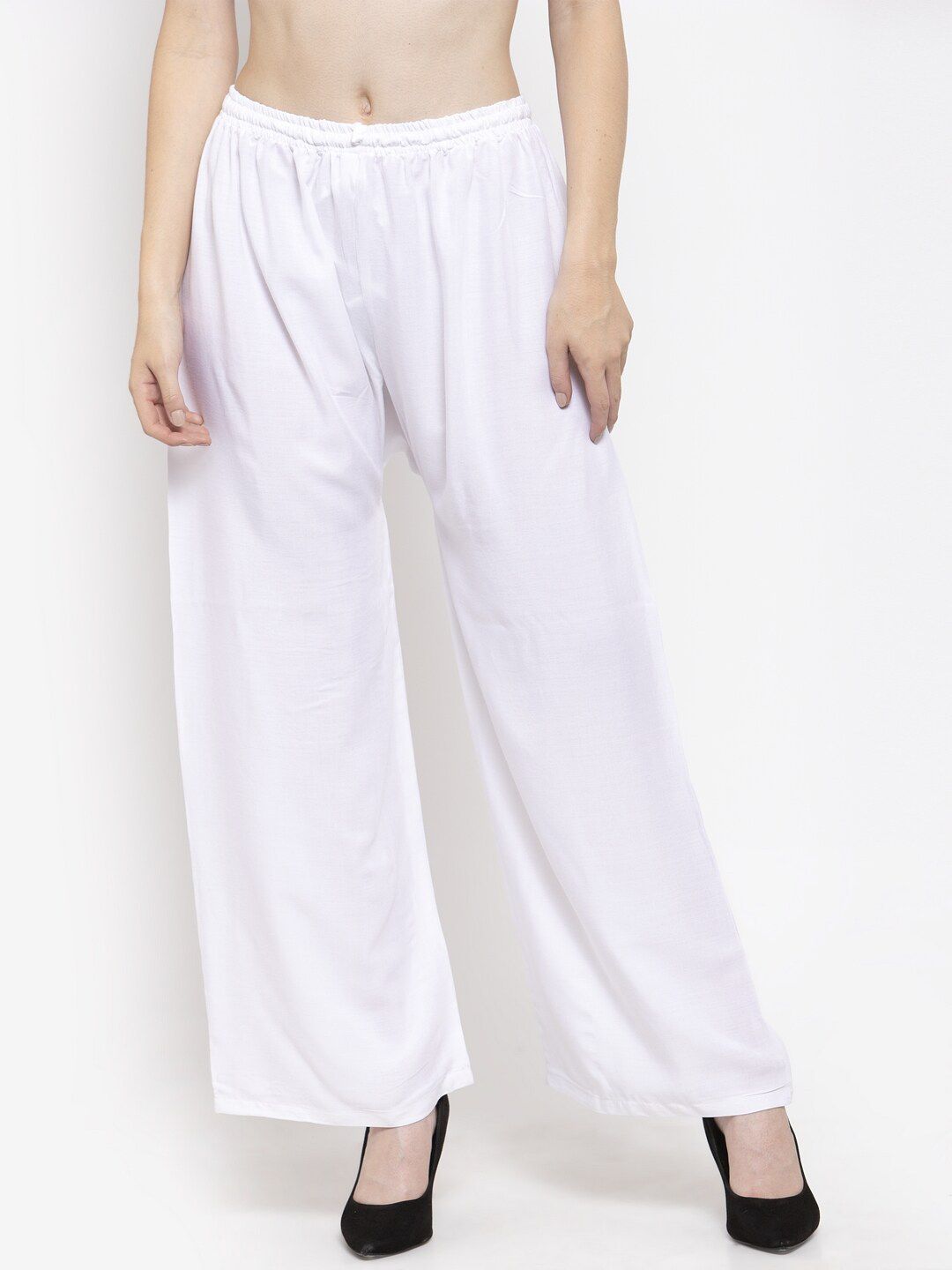 Dhimhi Women's White Solid Ethnic Palazzos