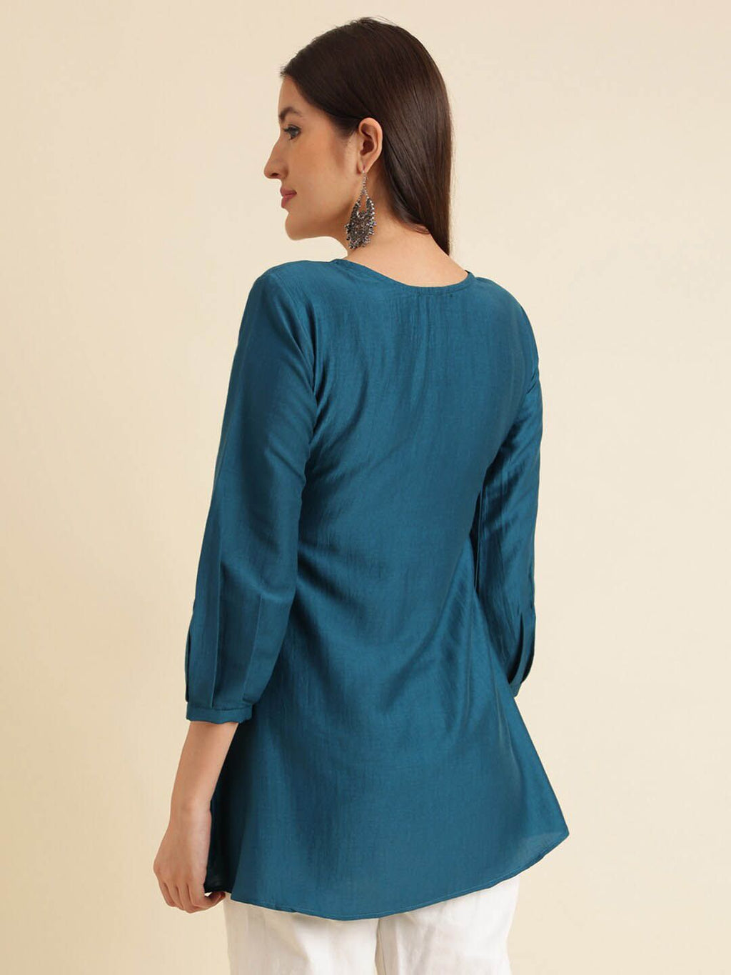 Dhimhi Women's Floral Embroidered A-Line Top