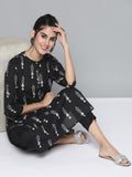 Women Black & White Ethnic Printed Kurta