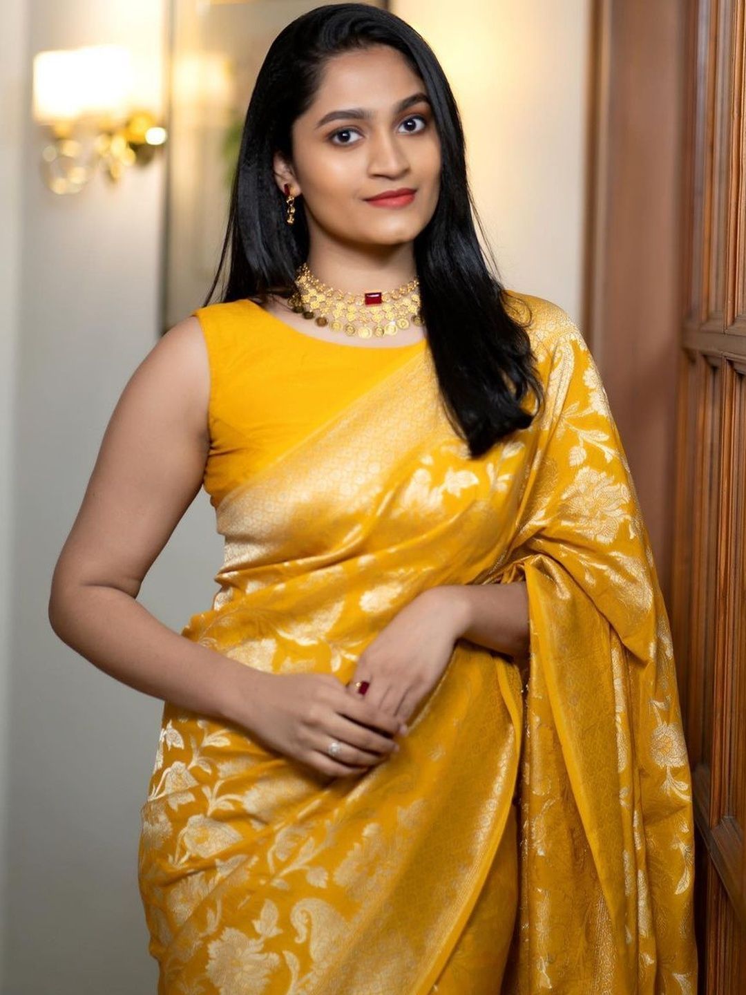 Dhimhi Women's Woven Design Zari Art Silk Handloom Kanjeevaram Saree - dhimhi