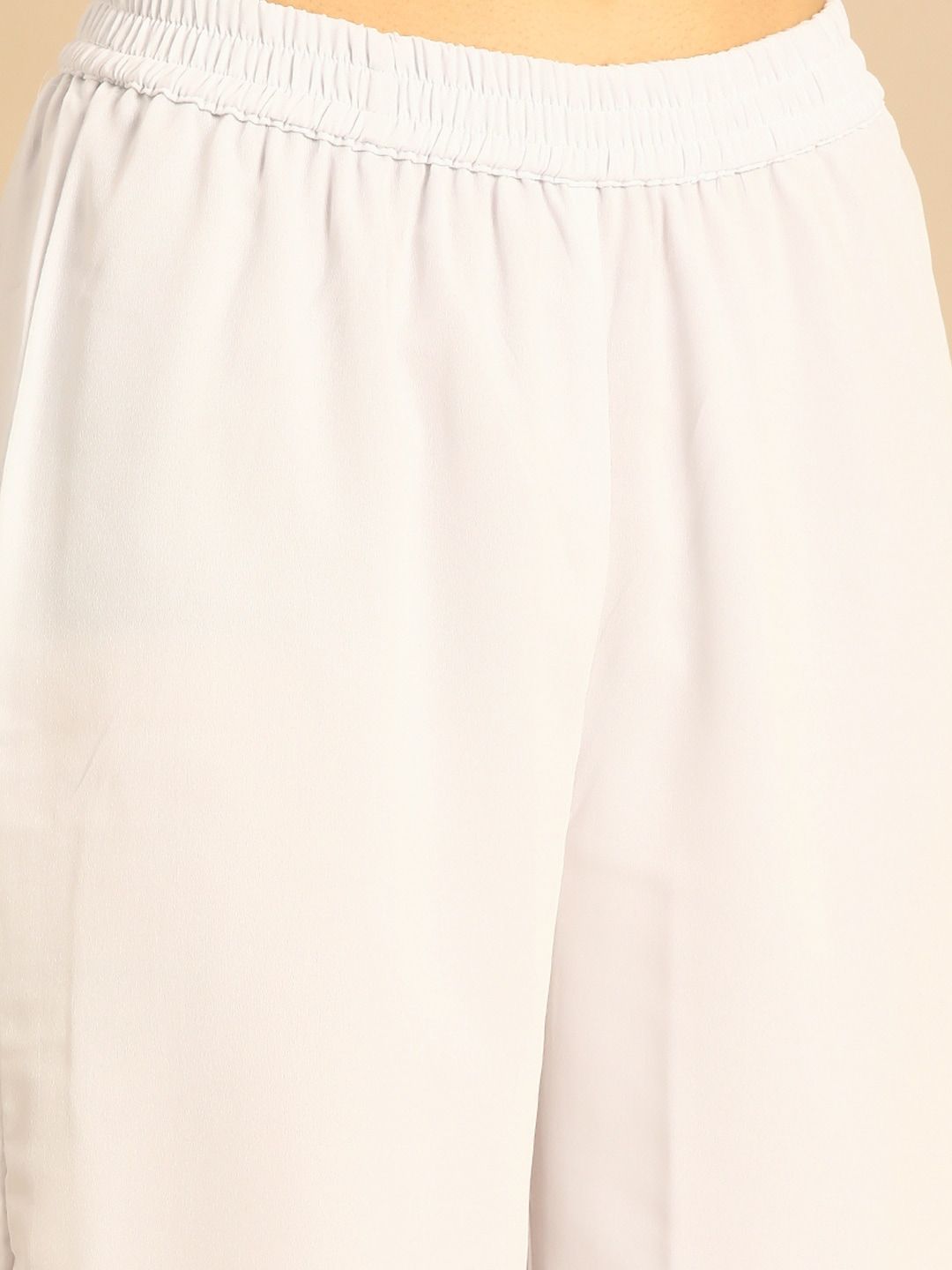 Dhimhi Women's White Chikankari Embroidered Kurta with Palazzos