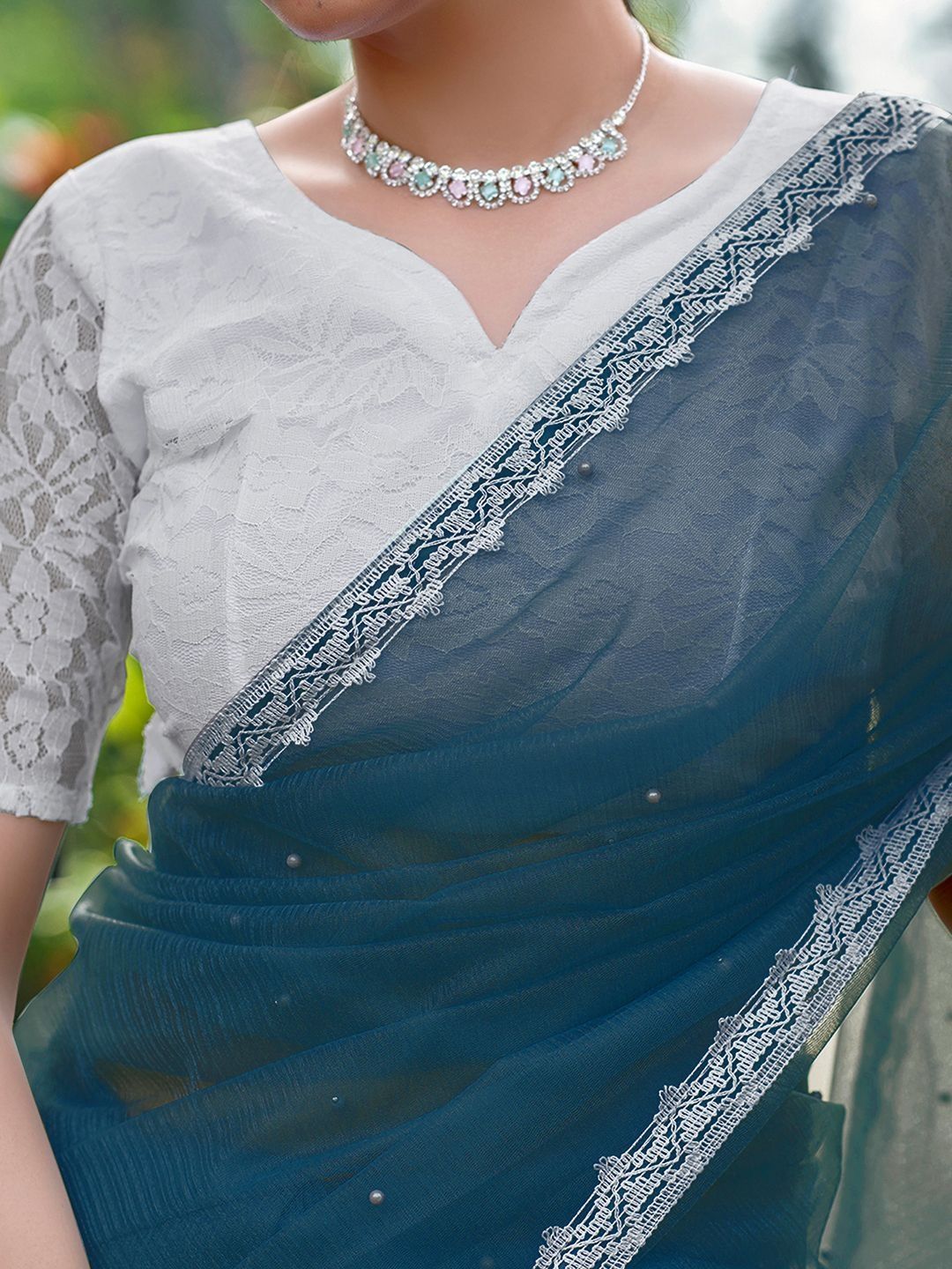 Dhimhi Women's Embellished Supernet Saree