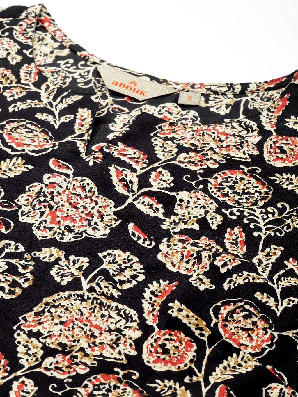 Dhimhi Women's Floral Print Cotton High-Low Kurta with Trousers