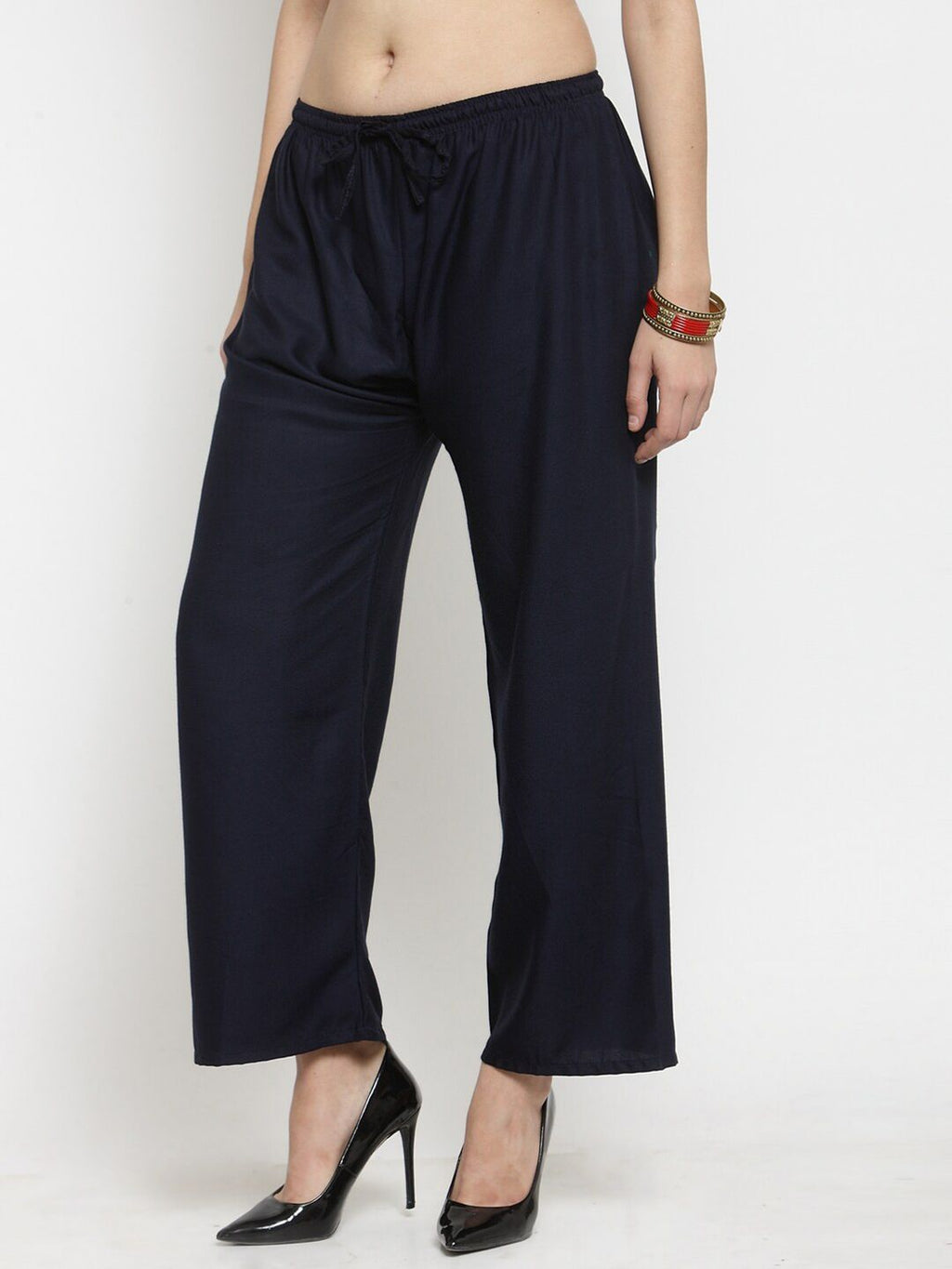 Dhimhi Women's Navy Blue Palazzos