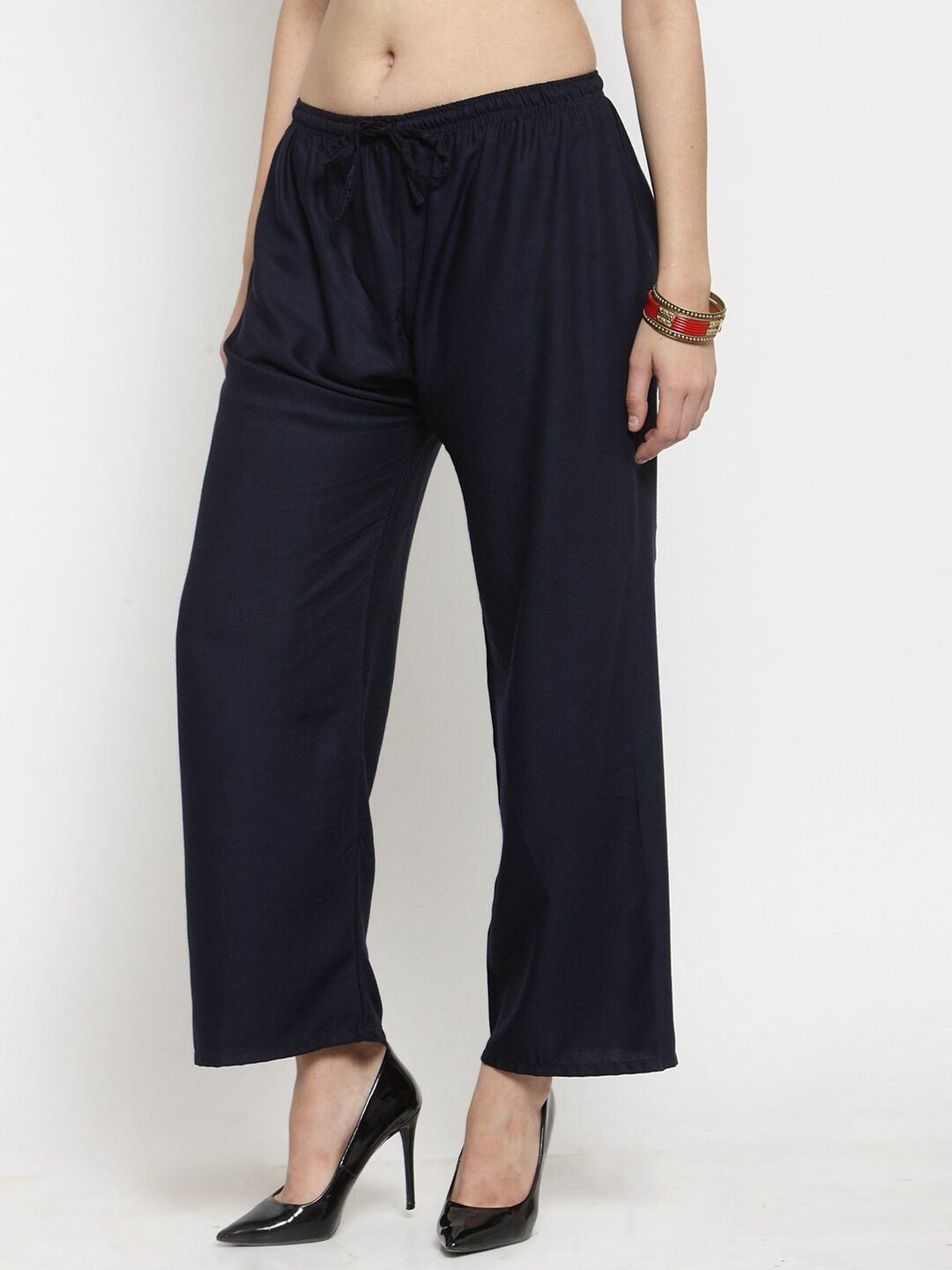 Dhimhi Women's Navy Blue Palazzos