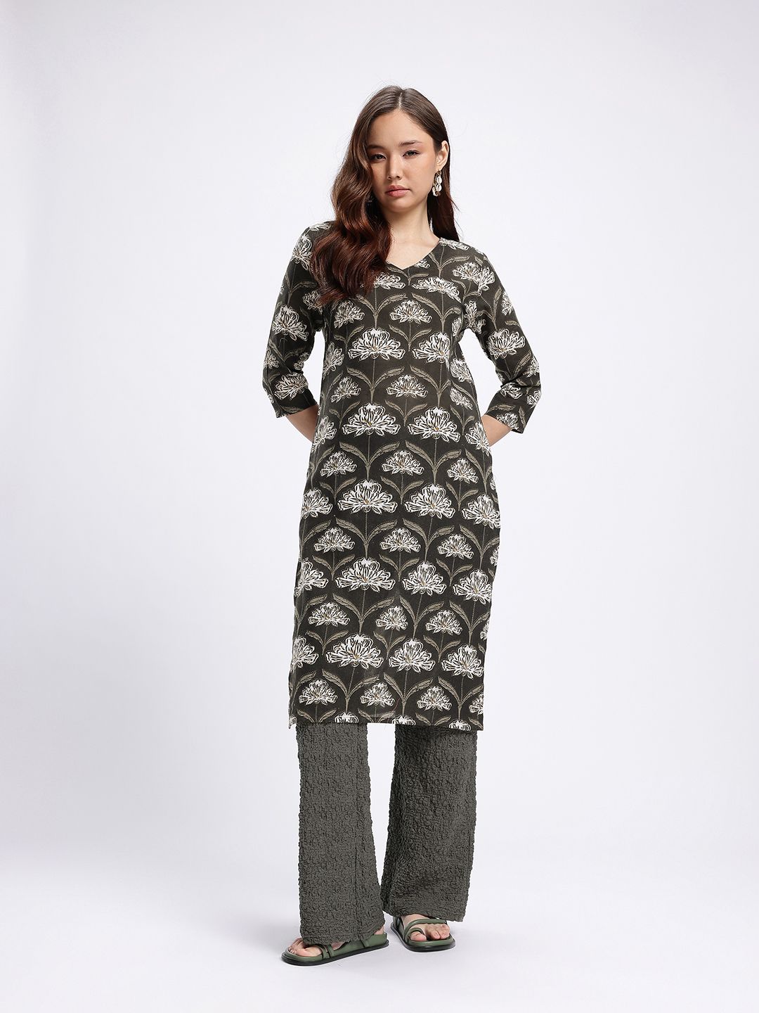 Floral Printed Straight Kurta