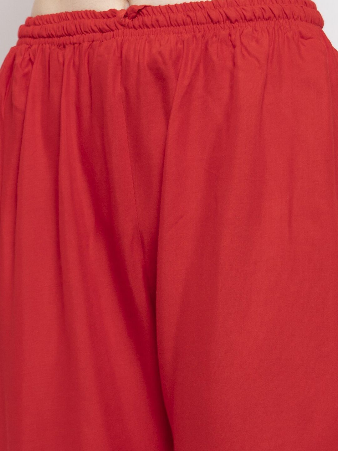 Dhimhi Women's Red Flared Ethnic Palazzos