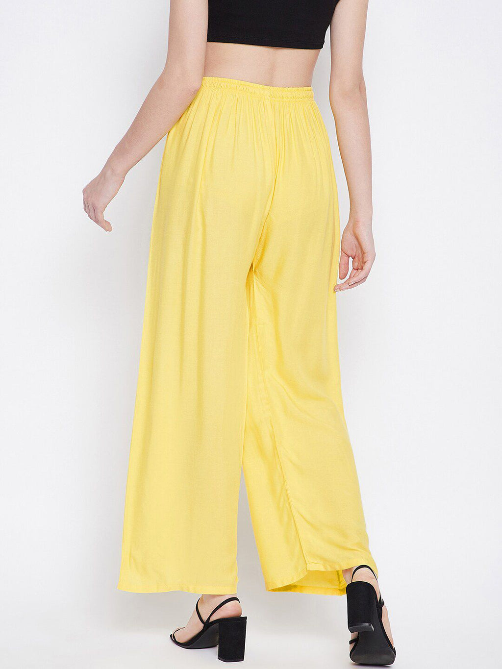 Dhimhi Women's Yellow Knitted Palazzos