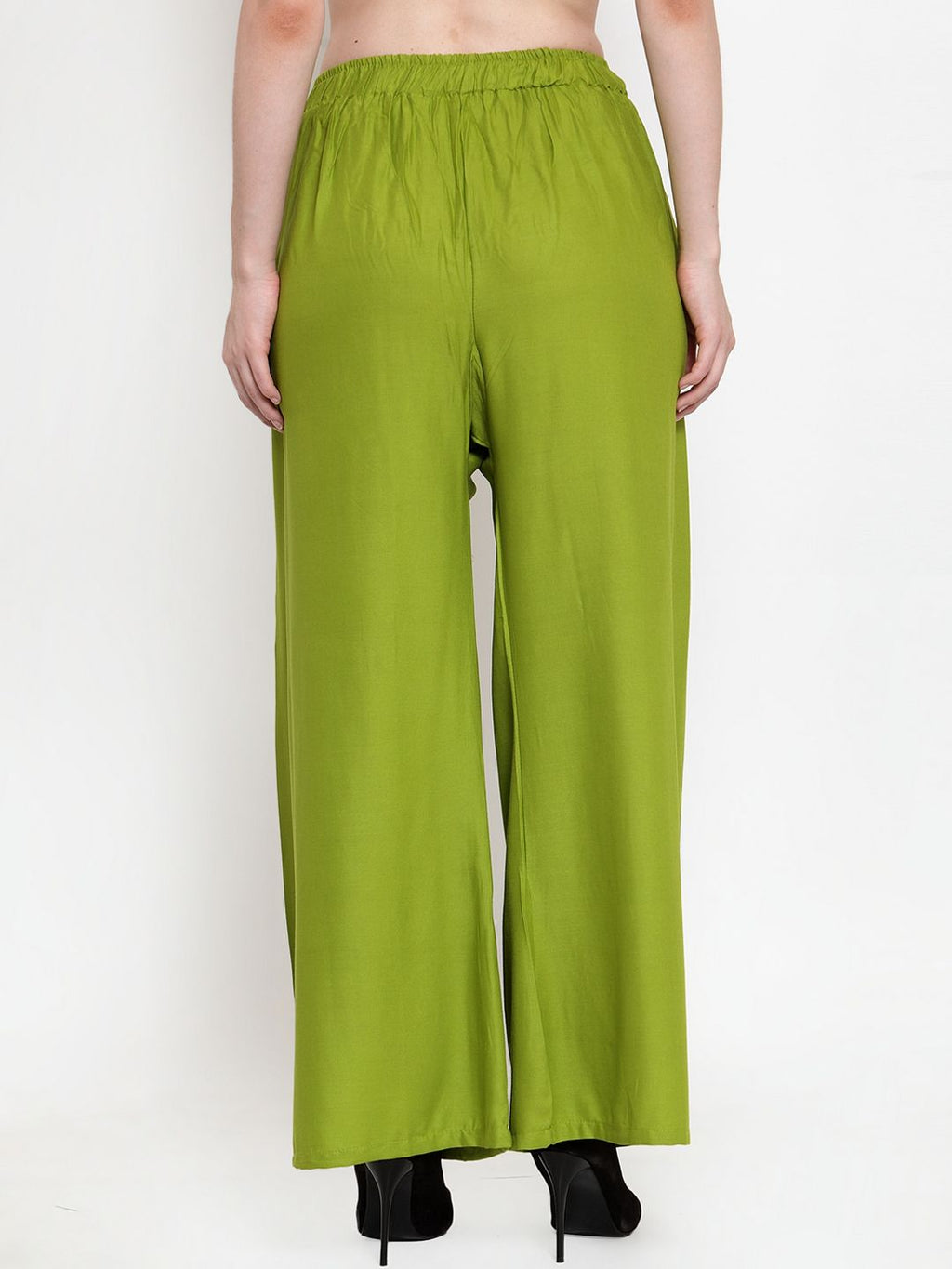 Dhimhi Women's Green Solid Wide Leg Palazzos
