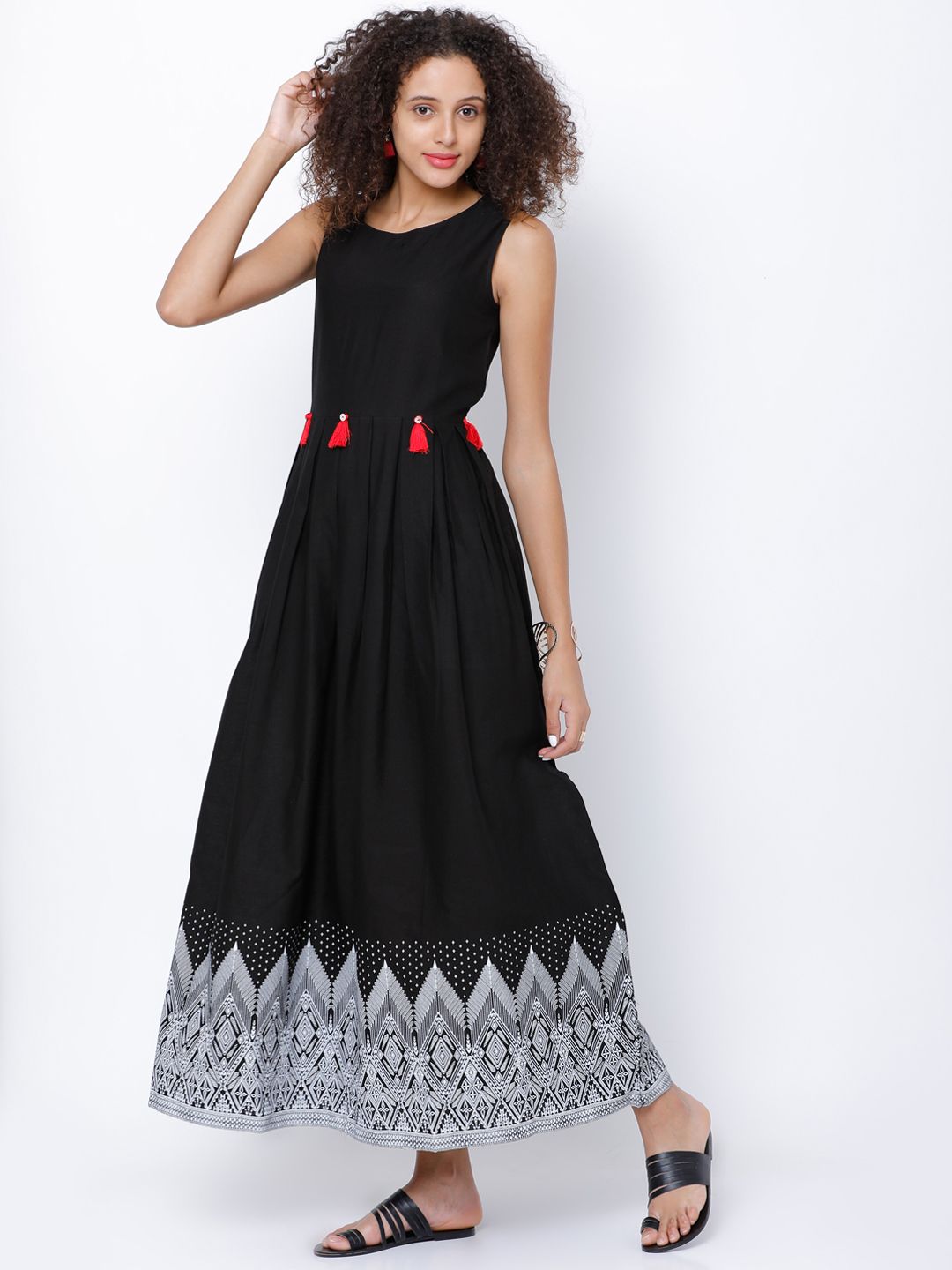 Dhimhi Women's Black Printed Maxi Dress