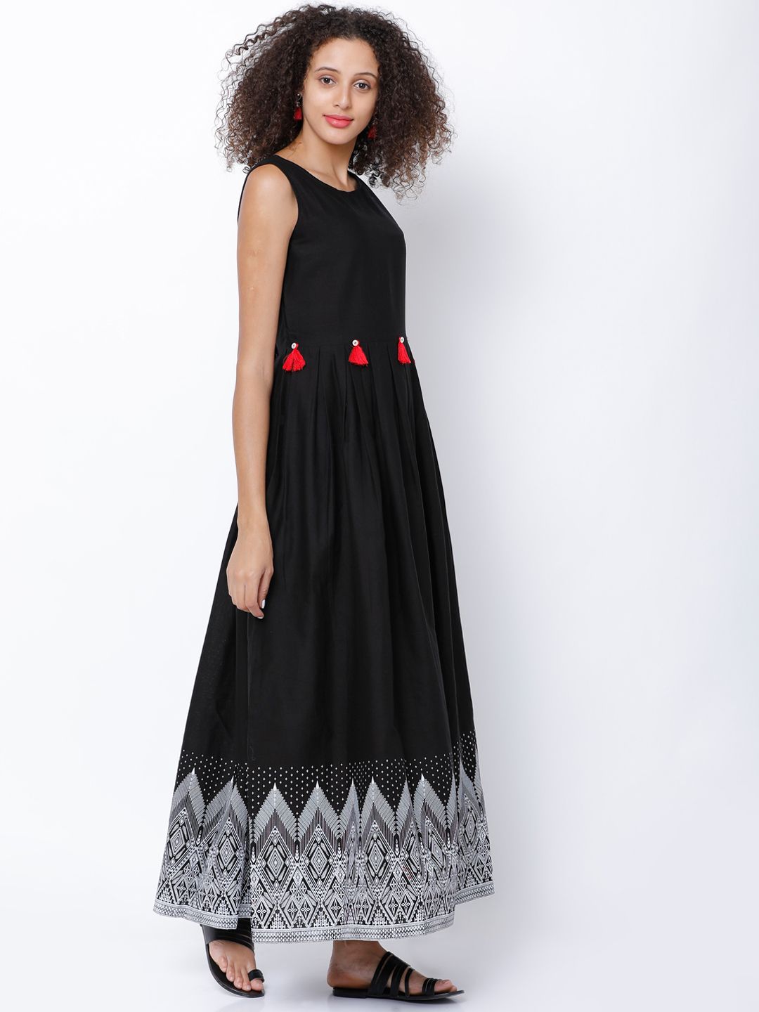 Dhimhi Women's Black Printed Maxi Dress