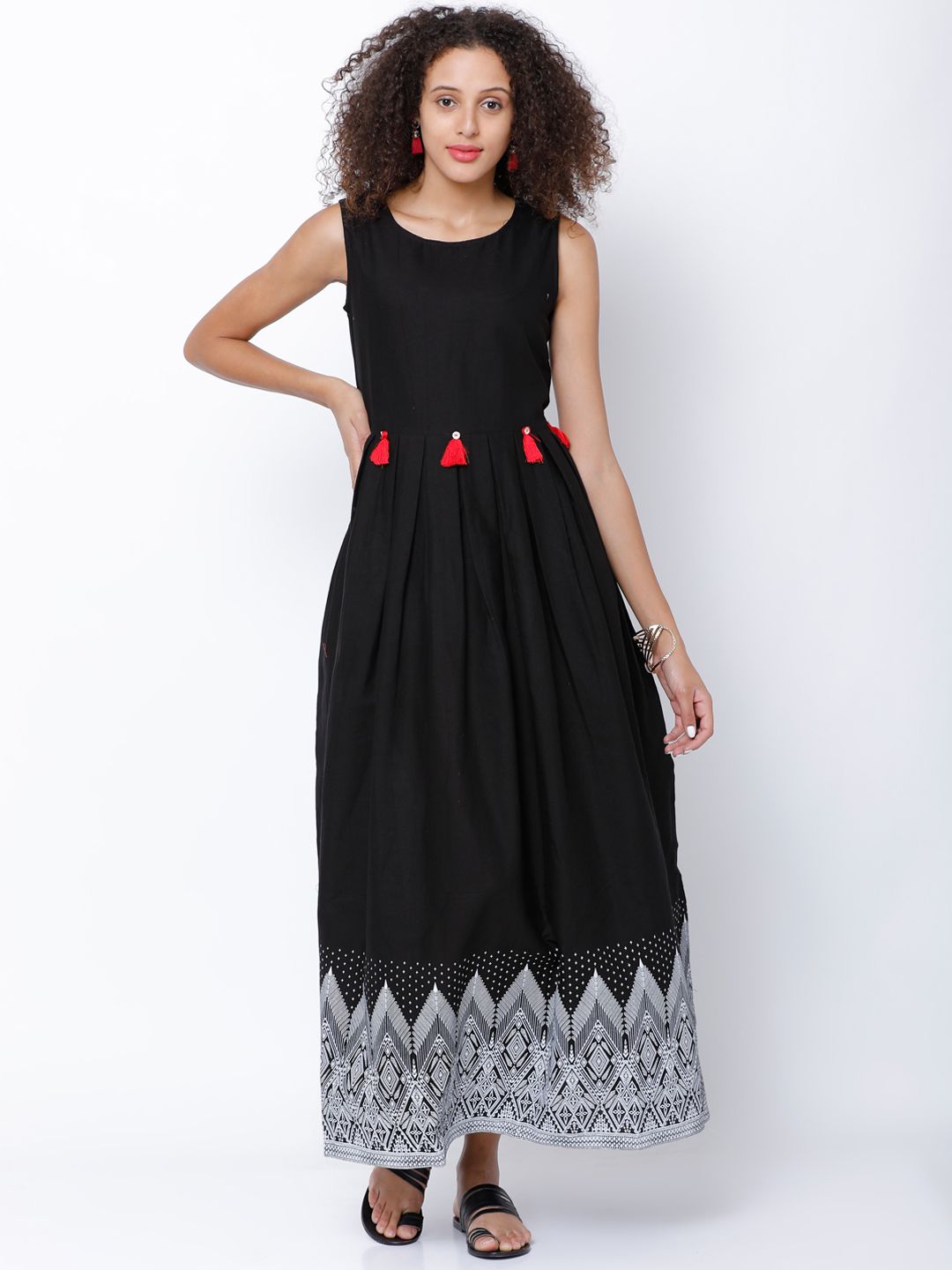 Dhimhi Women's Black Printed Maxi Dress