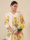 Dhimhi Women's Ethnic Motifs Printed Regular Pure Cotton Kurta with Palazzos Kurta Sets