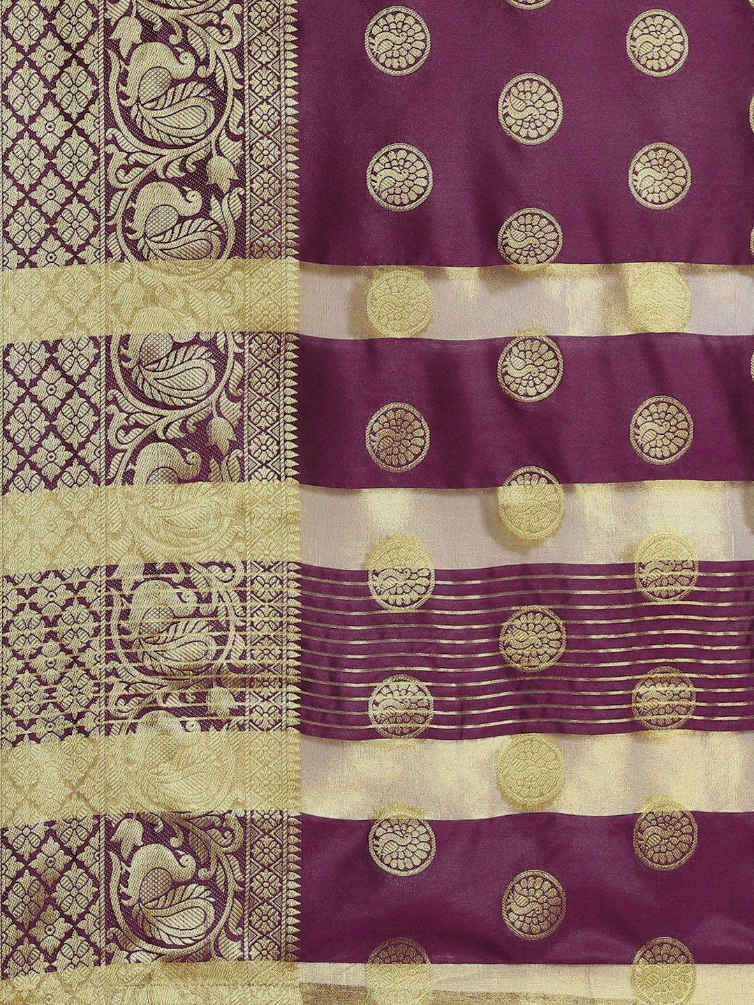 Dhimhi Women's Magenta & Gold-Toned Woven Design Zari Fusion Banarasi Saree