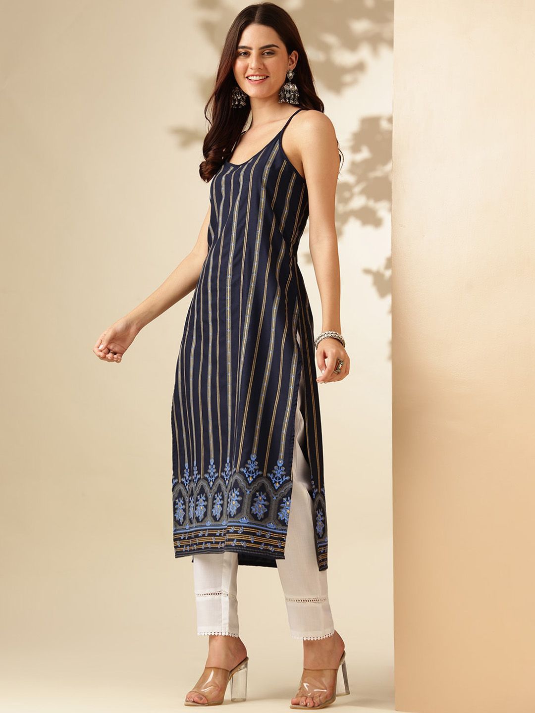Striped Sequinned Kurta