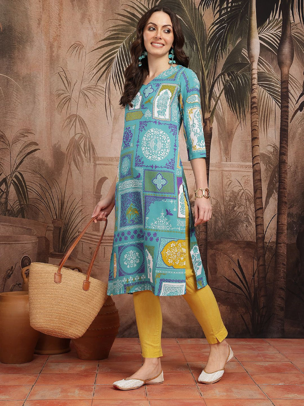 Ethnic Motifs Print Straight Kurta