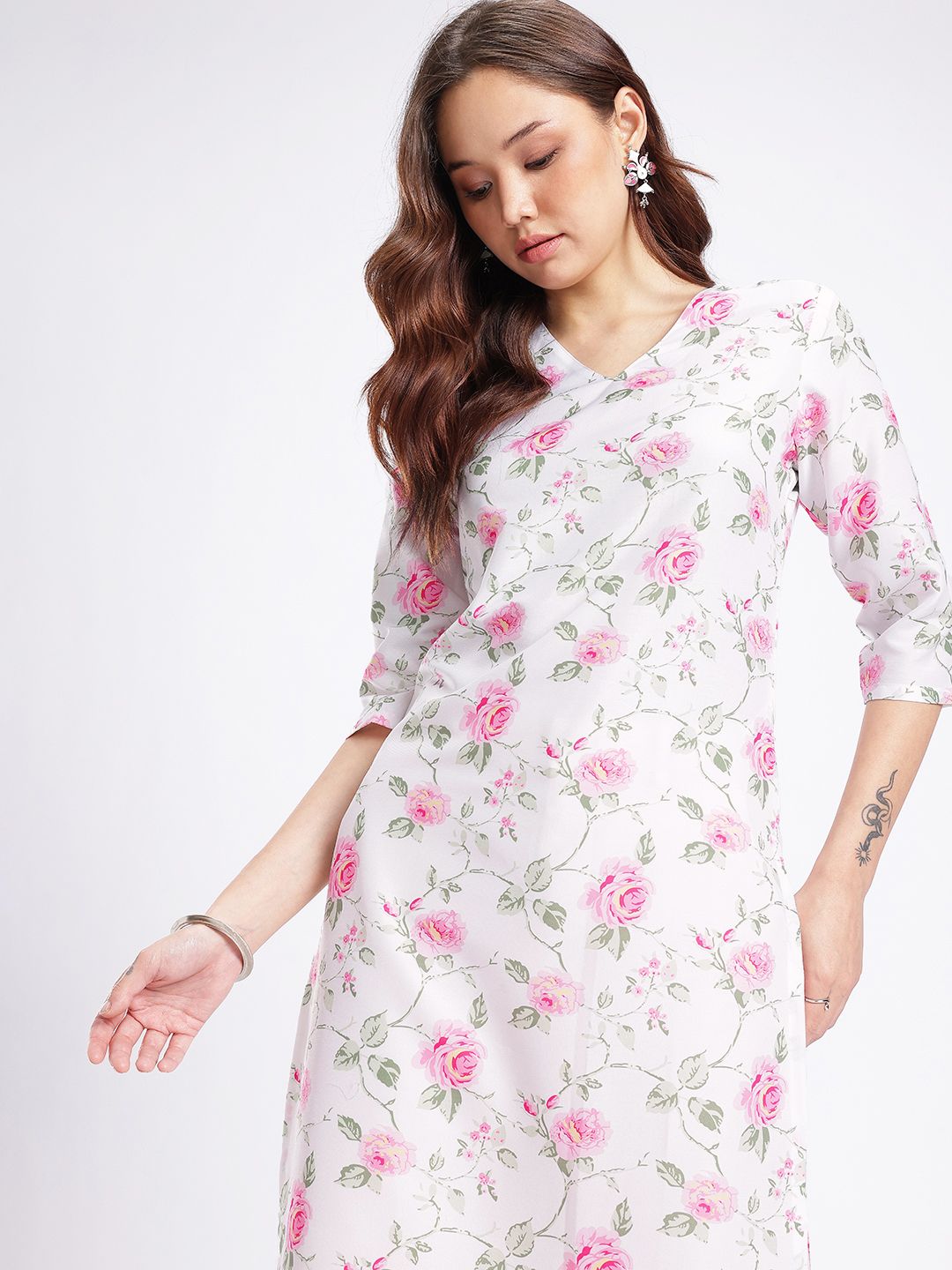 Dhimhi Women's Floral Printed Kurta