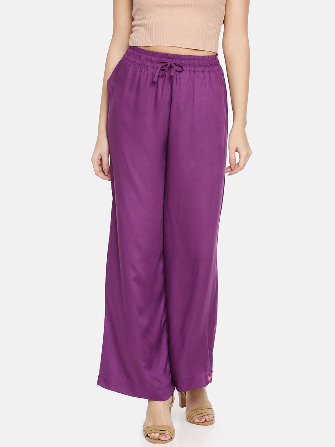 Dhimhi Women's Purple Solid Wide Leg Palazzos