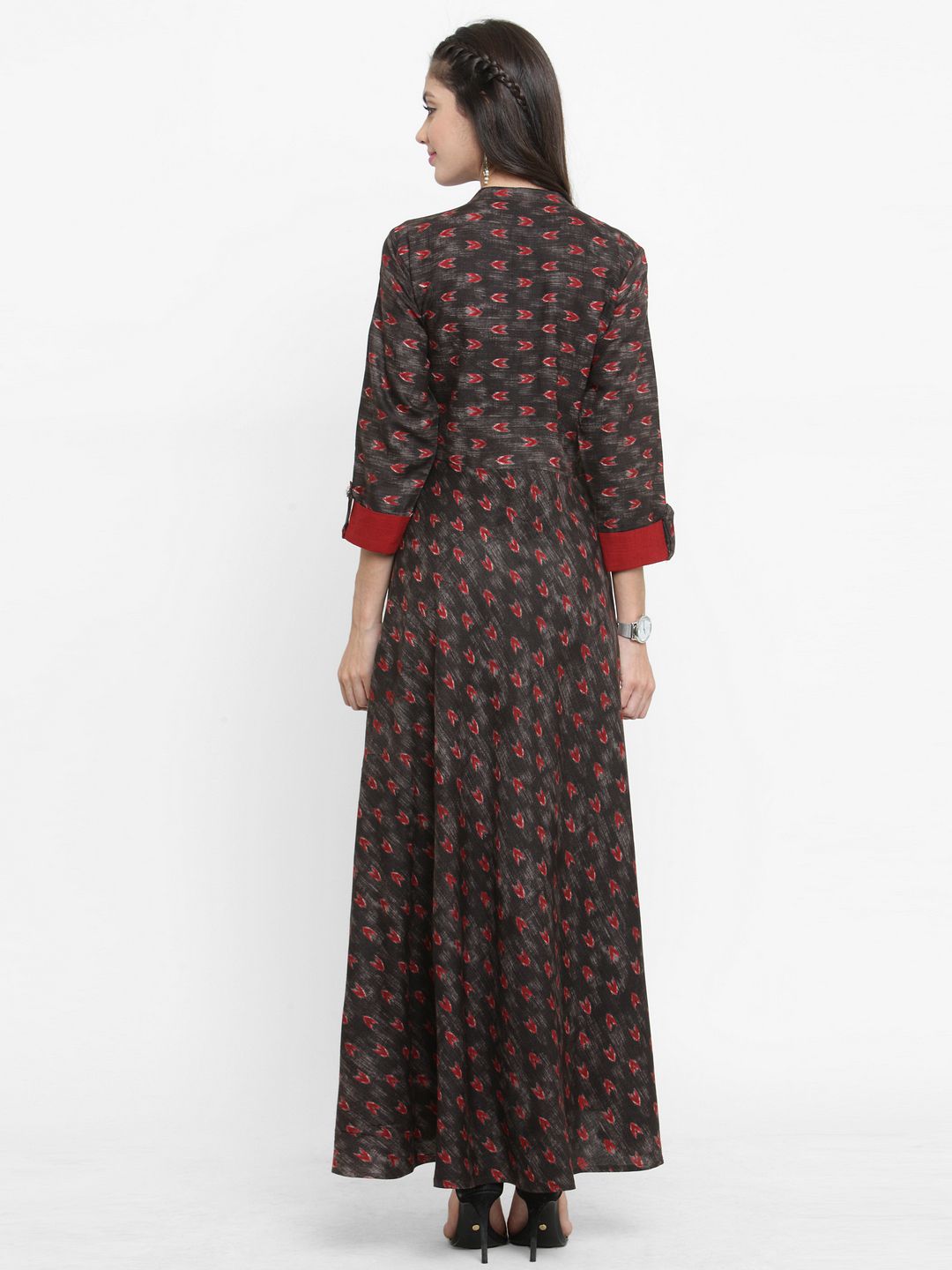 Dhimhi Women's Taupe Printed Maxi Dress