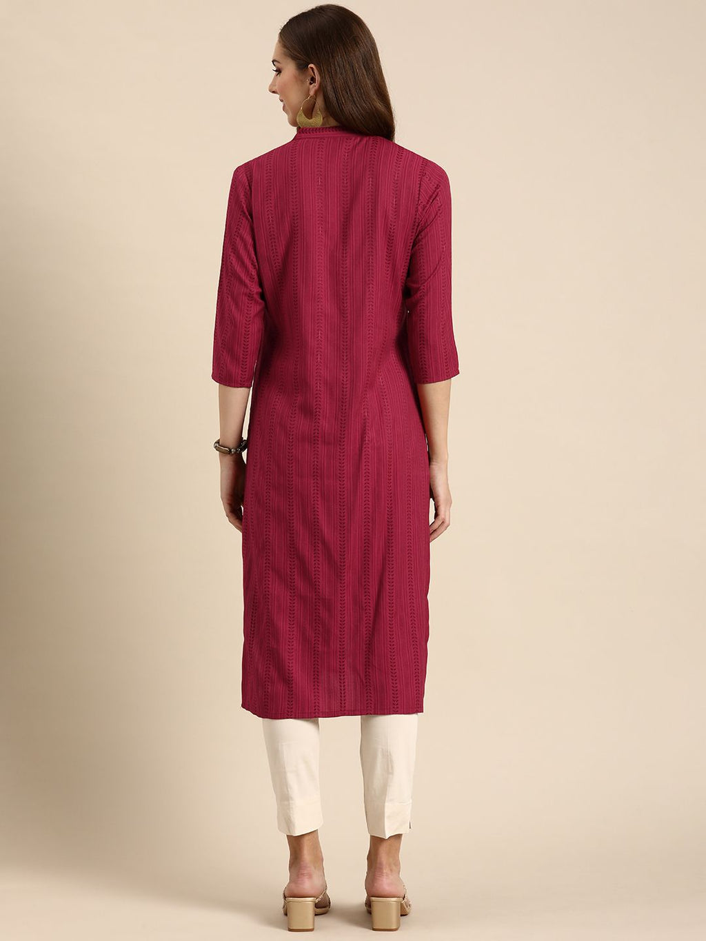 Women Geometric Woven Design Kurta