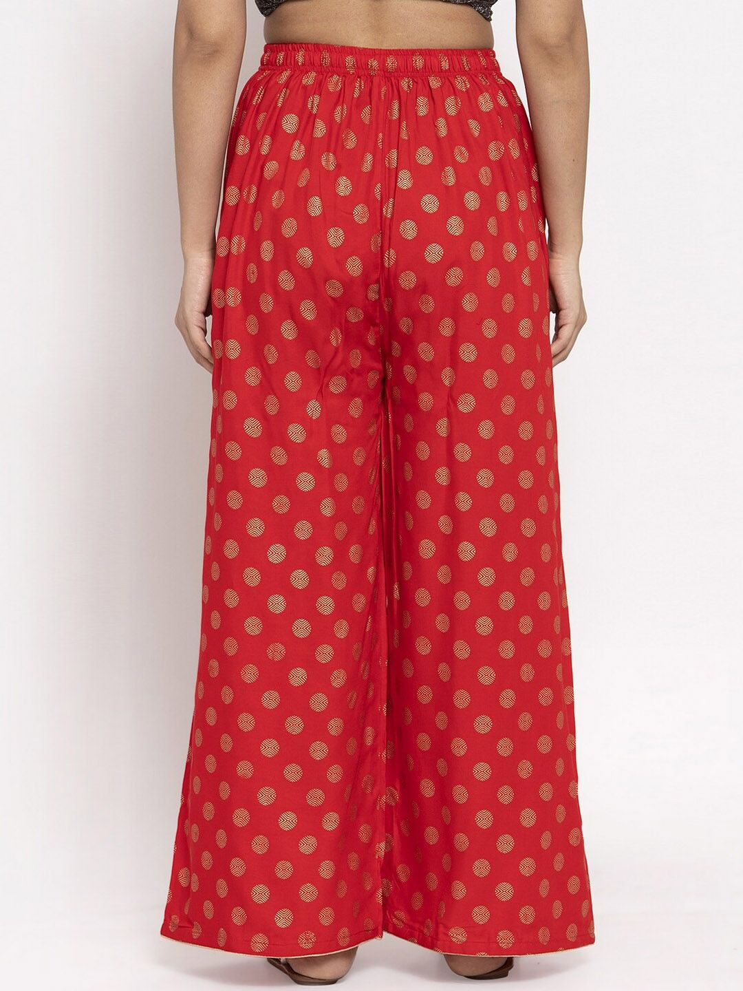 Dhimhi Women's Red Printed Wide Leg Palazzos