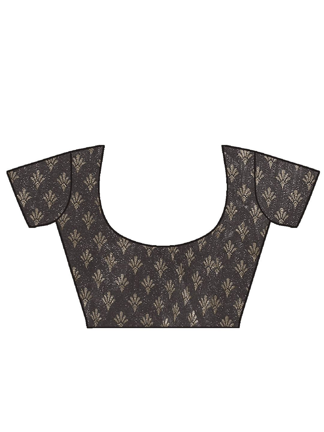 Dhimhi Women's Charcoal Grey & Green Floral Printed Saree