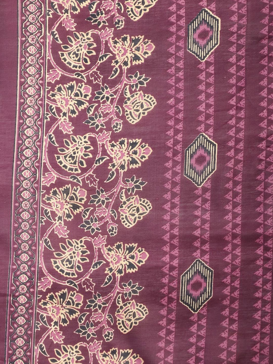 Dhimhi women's floral printed cotton blend kurta set with straight kurta, matching trousers, and dupatta displayed on model.