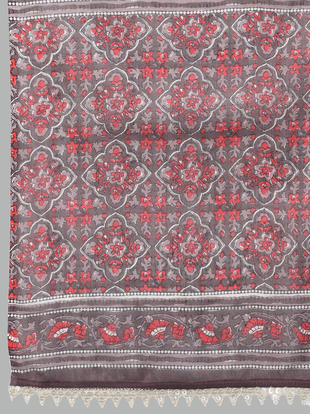 Dhimhi Women's Ethnic Motifs Printed Pure Cotton Kurta with Salwar & Dupatta