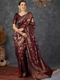 Dhimhi Women's Floral Woven Design Zari Silk Cotton Banarasi Saree