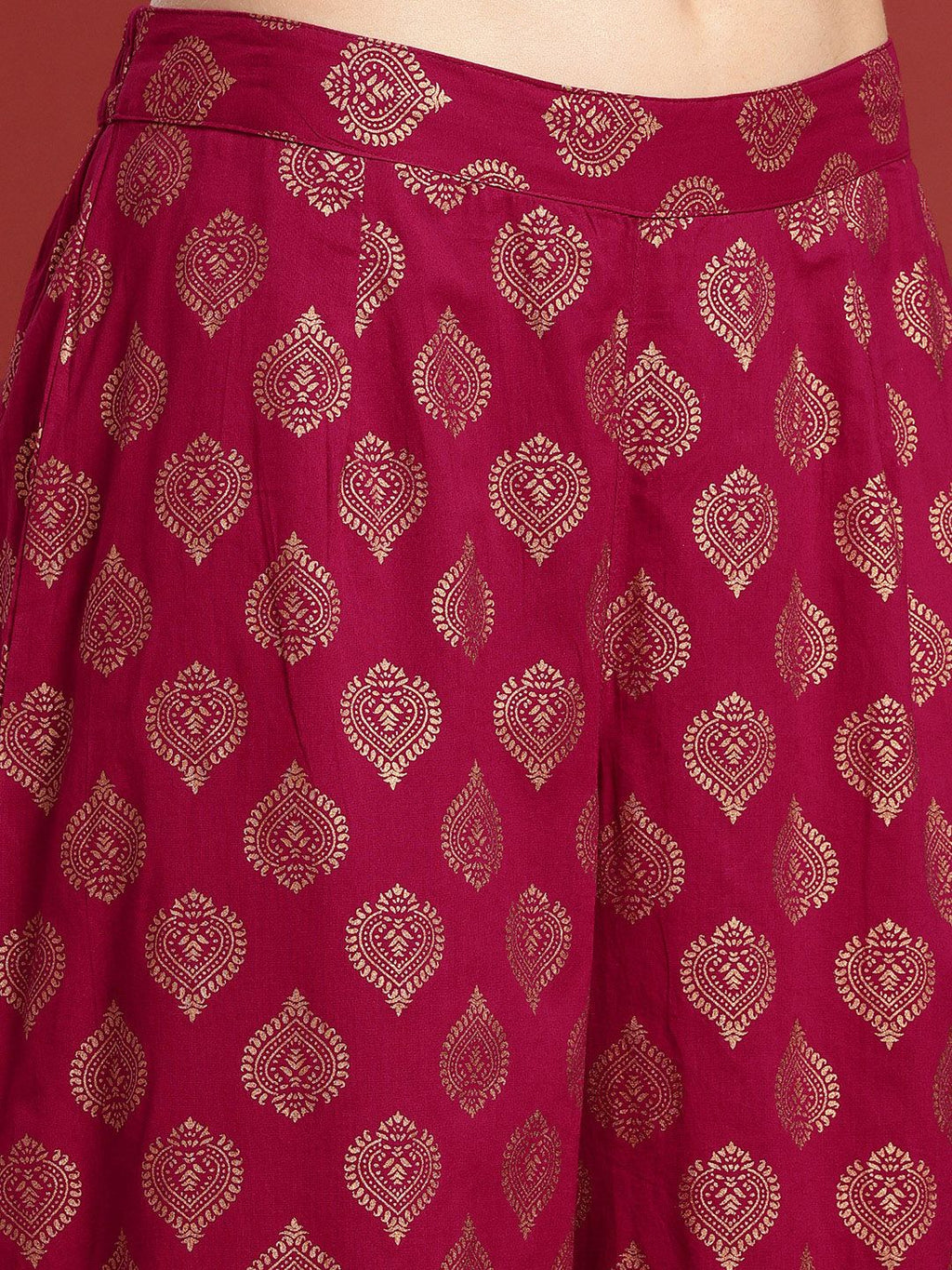 Dhimhi Women's Ethnic Motifs Printed Regular Pure Cotton Kurta with Palazzos