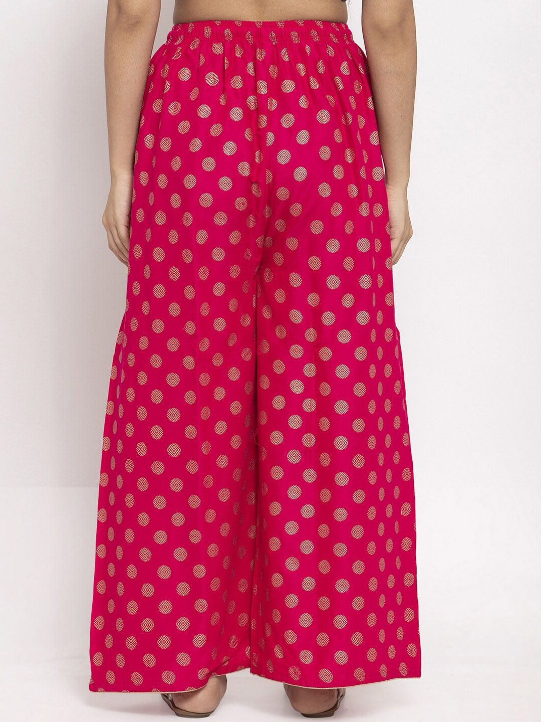 Dhimhi Women's Magenta Printed Wide Leg Palazzos