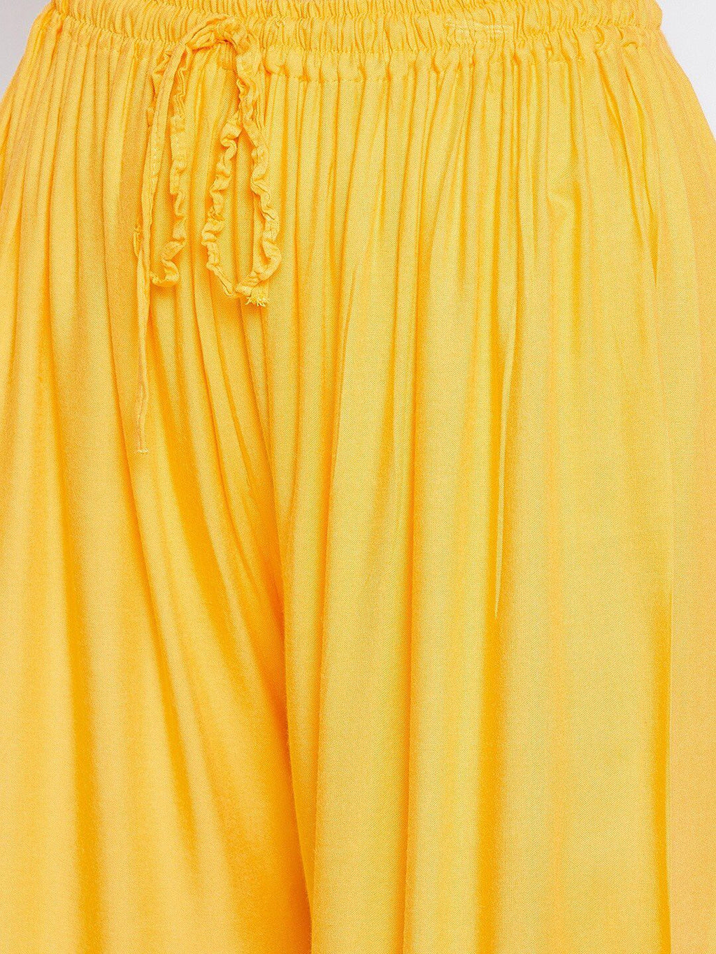 Dhimhi Women's Yellow Flared Knitted Palazzos