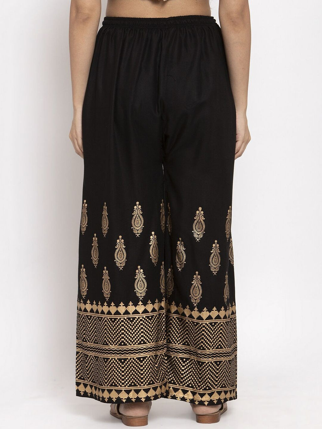 Dhimhi Women's Black Printed Straight Palazzos