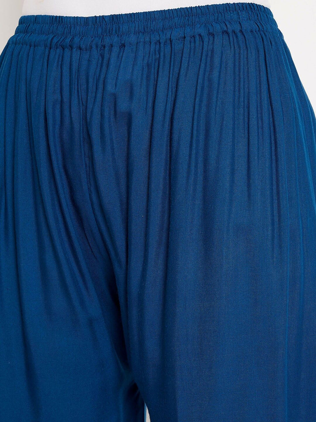 Dhimhi Women's Blue Solid Straight Palazzos