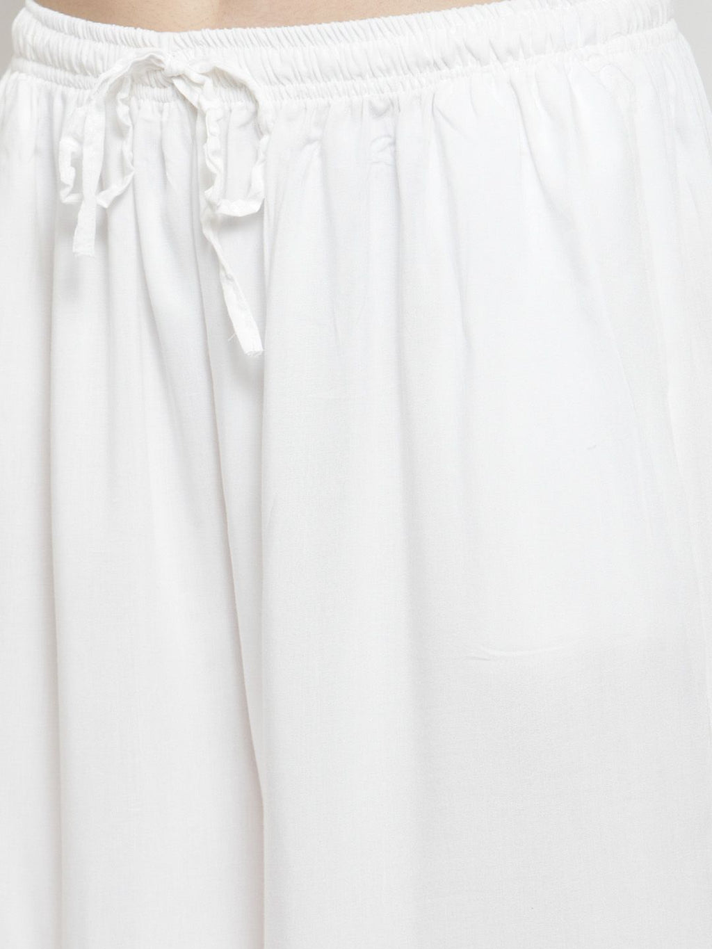 Dhimhi Women's Off-White Solid Flared Palazzos