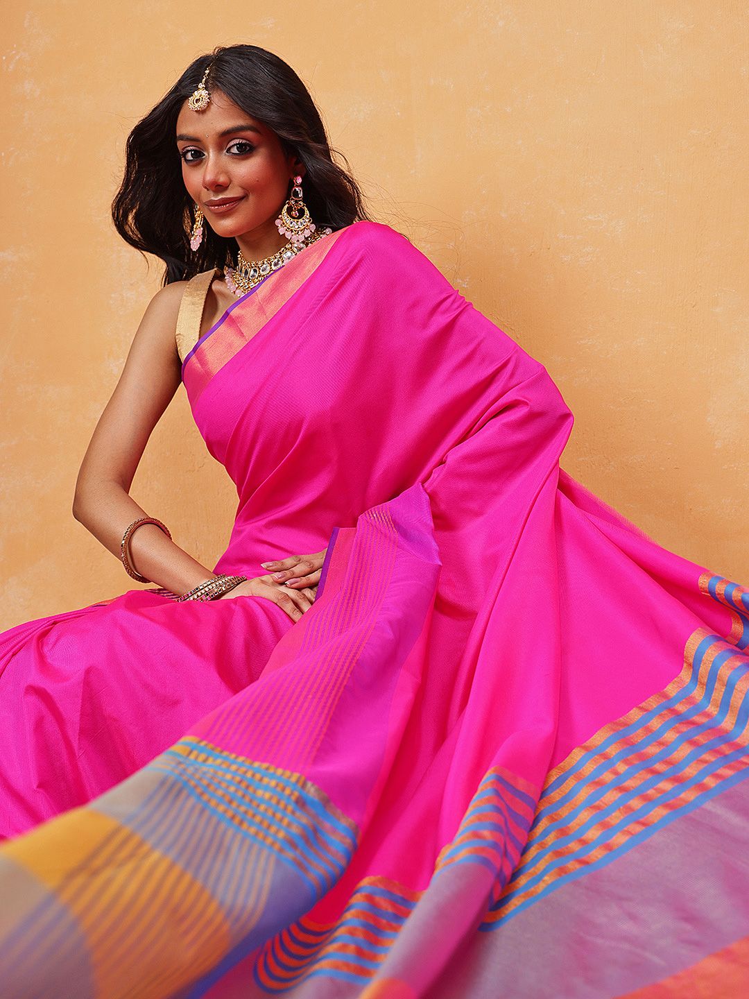 Dhimhi Women's Women Ready to Wear Saree With Blouse Piece