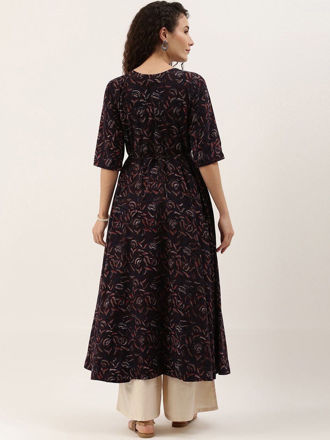 Dhimhi Women's Ethnic Motifs Printed Pure Cotton Kurta With Palazzos