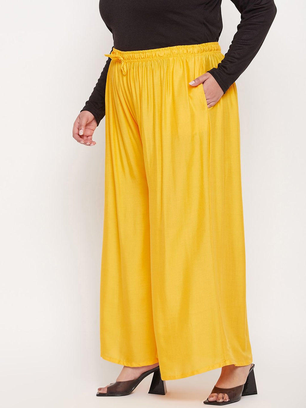 Dhimhi Women's Elasticated Rayon Flared Palazzos