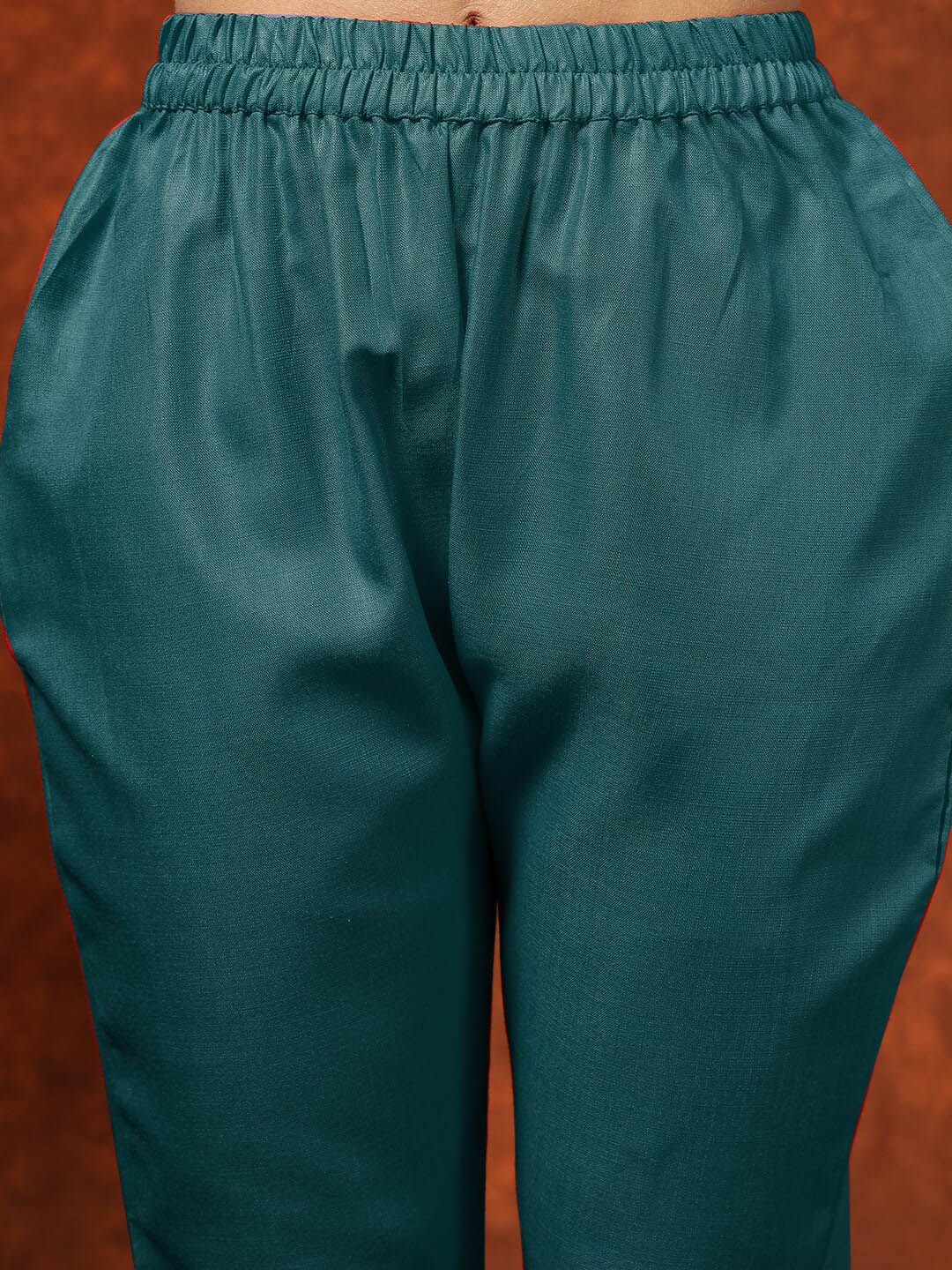 Dhimhi Women's Ethnic Motifs Printed Sleeveless Straight Kurta & Trousers With Dupatta