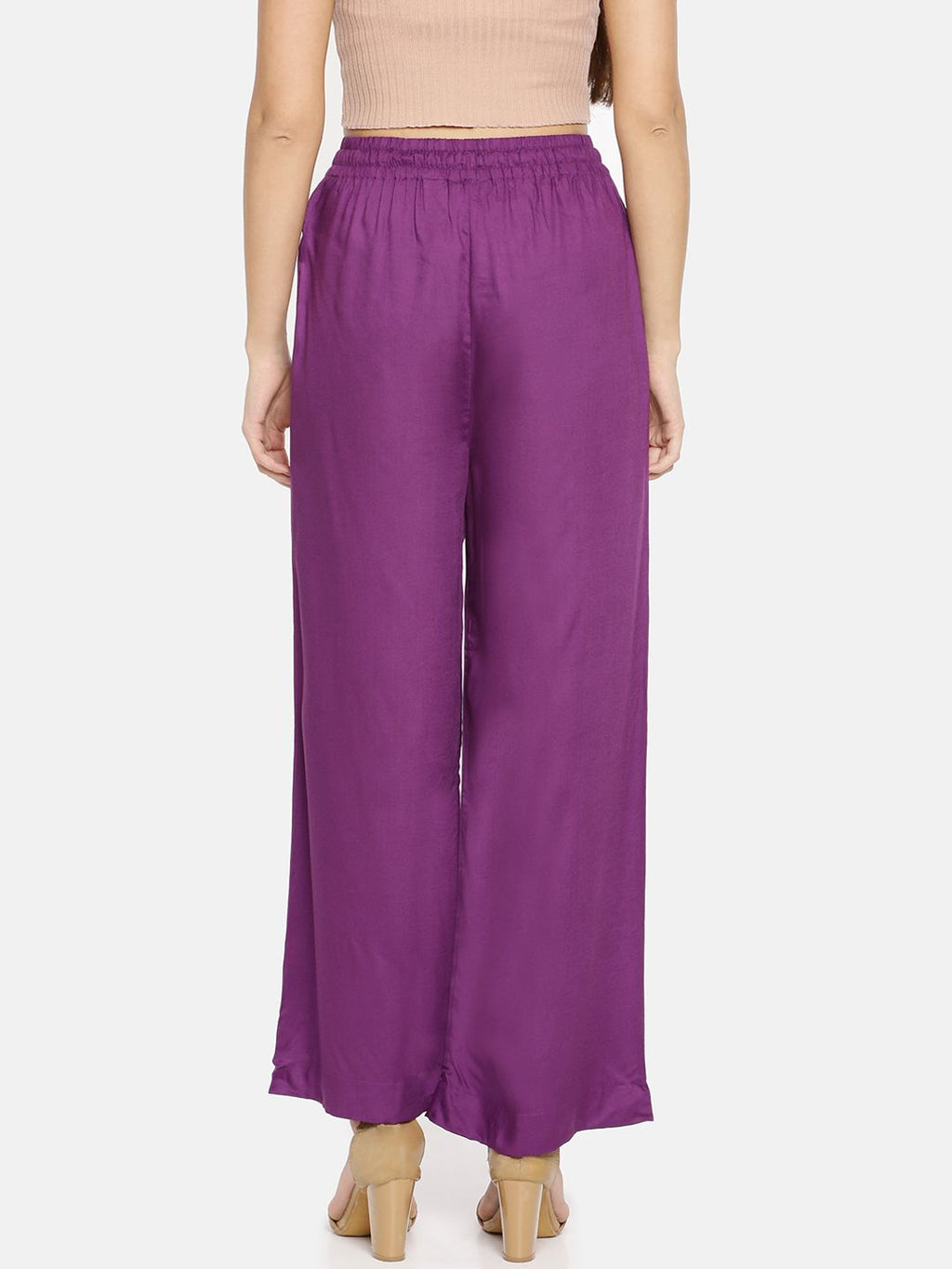Dhimhi Women's Purple Solid Wide Leg Palazzos