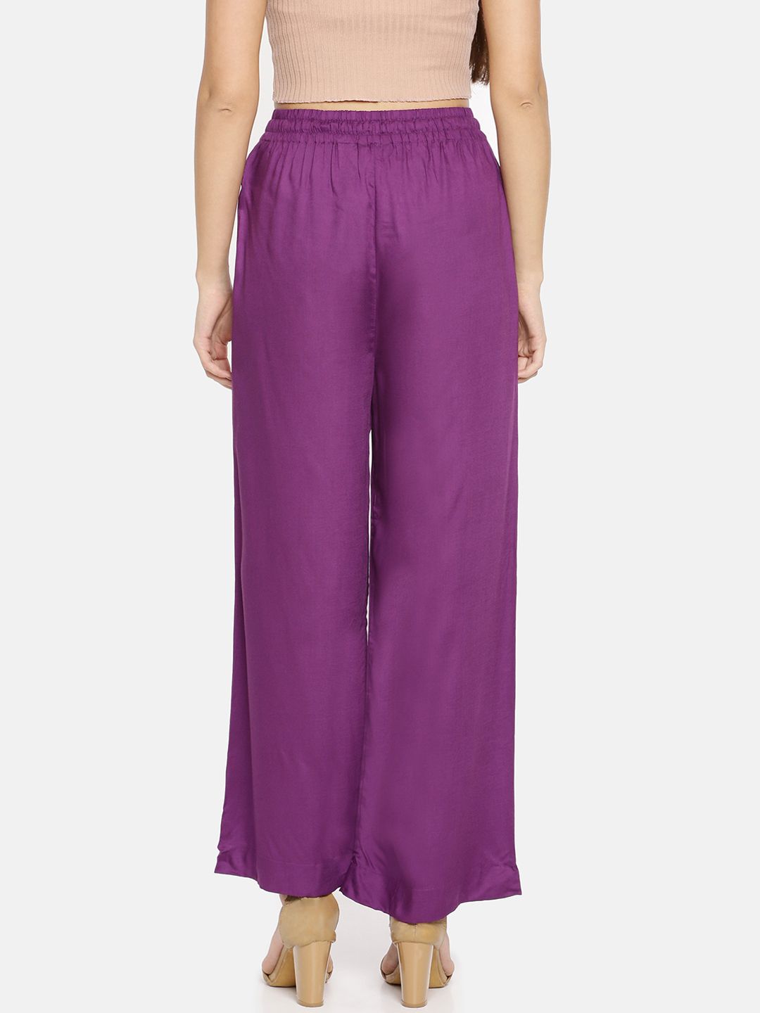 Dhimhi Women's Purple Solid Wide Leg Palazzos