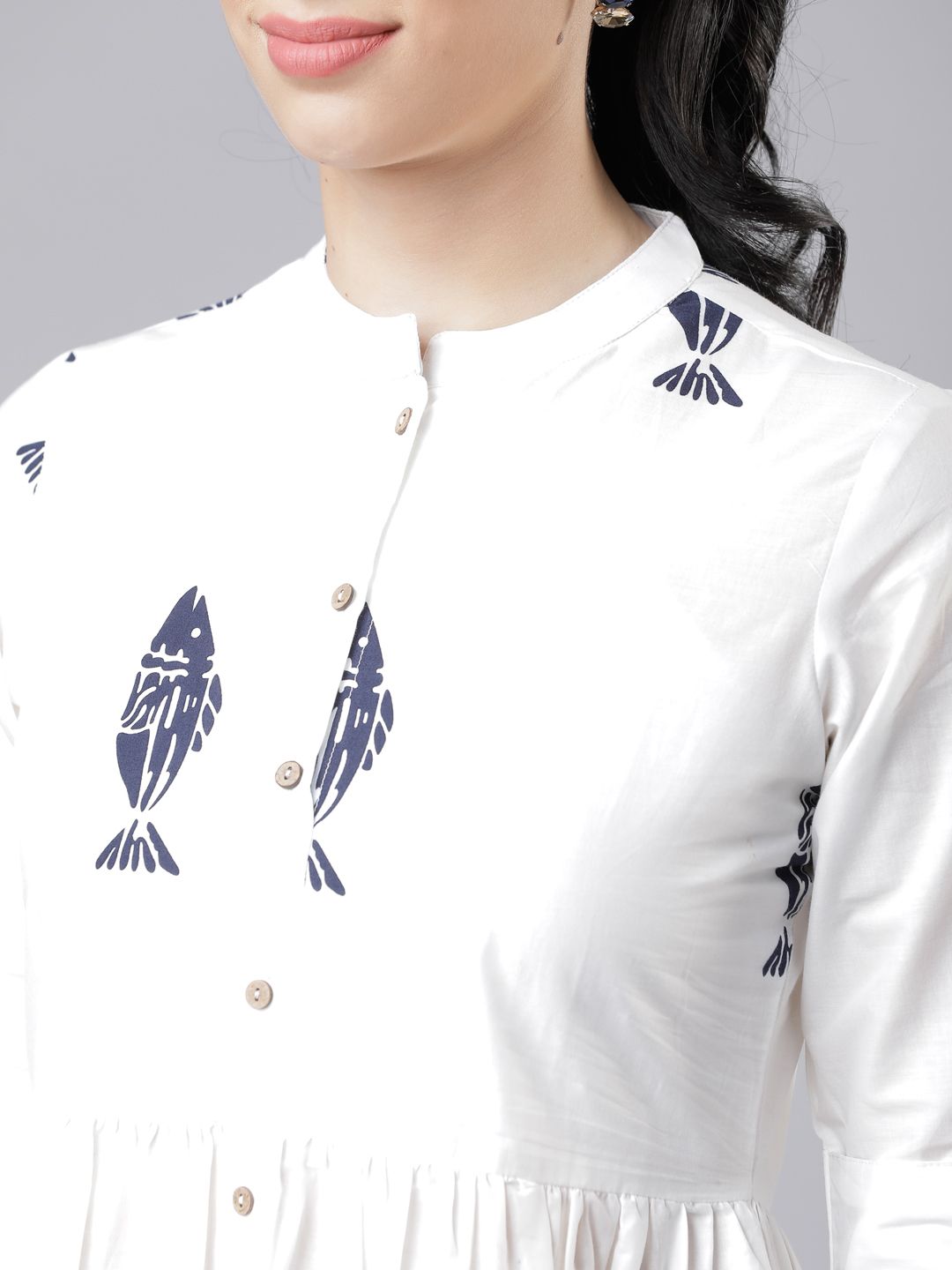 Dhimhi Women's White & Blue Shirt Dress