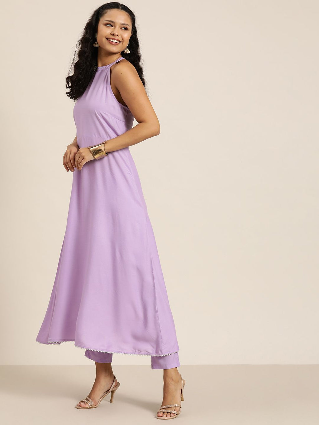 Dhimhi Women A-Line Kurta with Trousers & Gotta Patti Dupatta