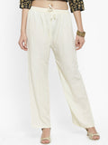 Dhimhi Women's Off-White Solid Straight Palazzos