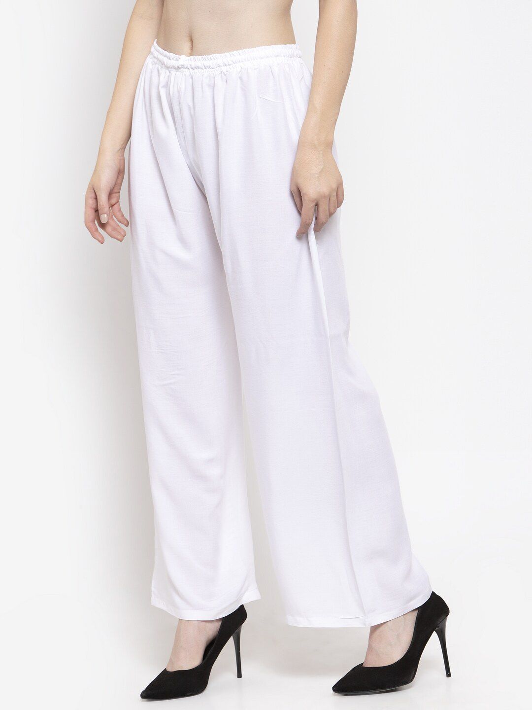 Dhimhi Women's White Solid Ethnic Palazzos