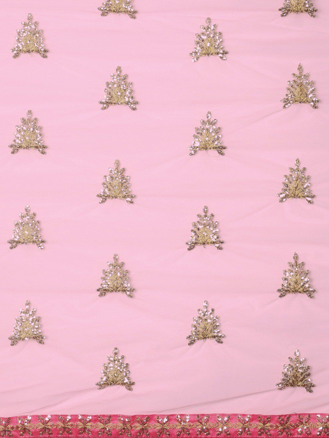 Dhimhi Women's Pink Ethnic Motifs Beads and Stones Saree