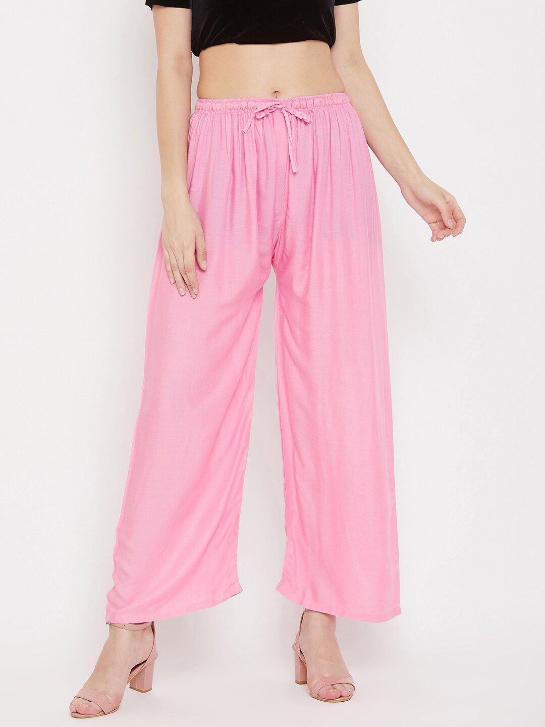 Dhimhi Women's Pink Solid Palazzo