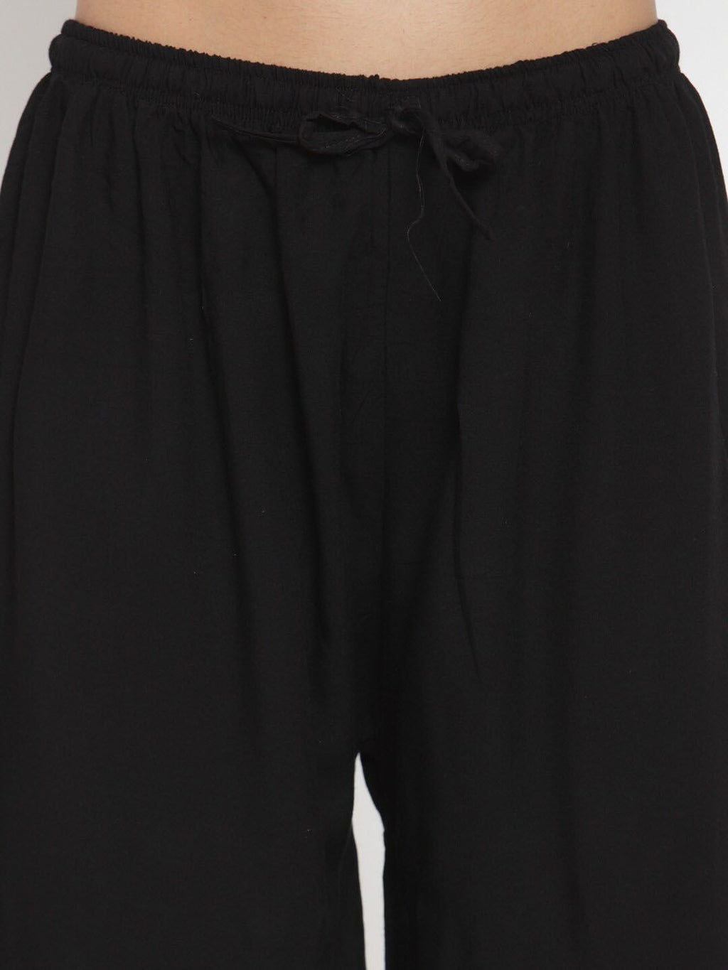 Dhimhi Women's Black Hem Design Straight Palazzos